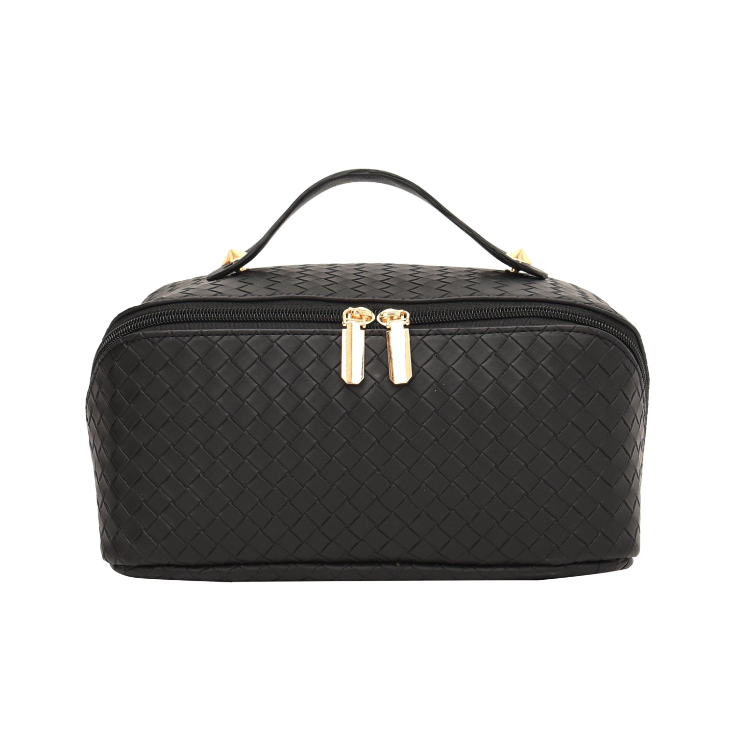 Synthetic Leather Woven Travel Makeup Bag