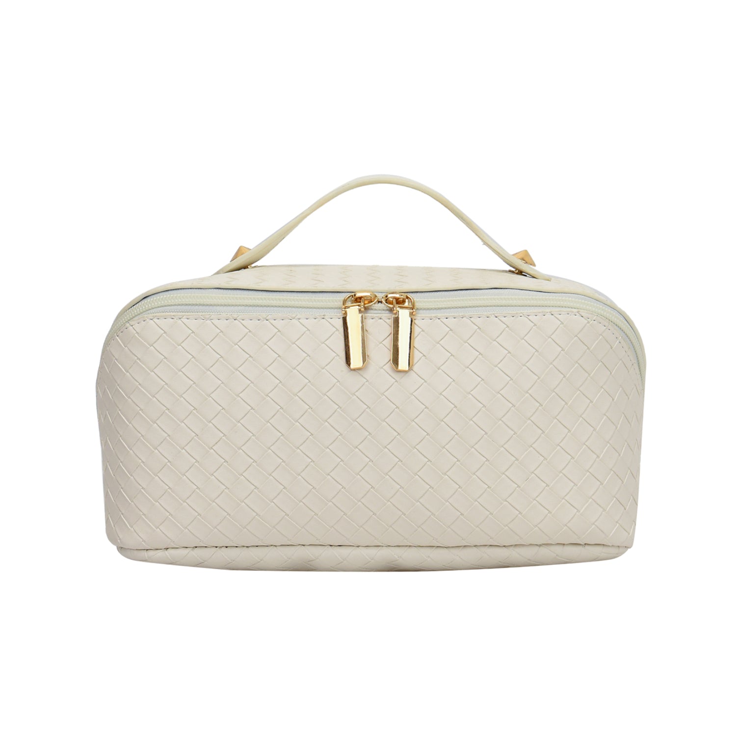 Synthetic Leather Woven Travel Makeup Bag