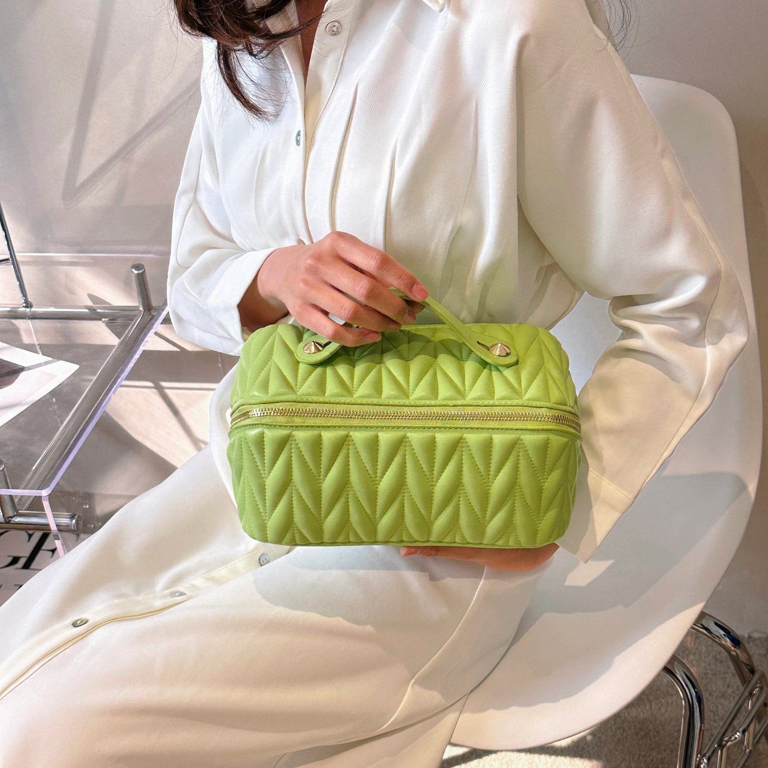 Quilted Travel Makeup Bag