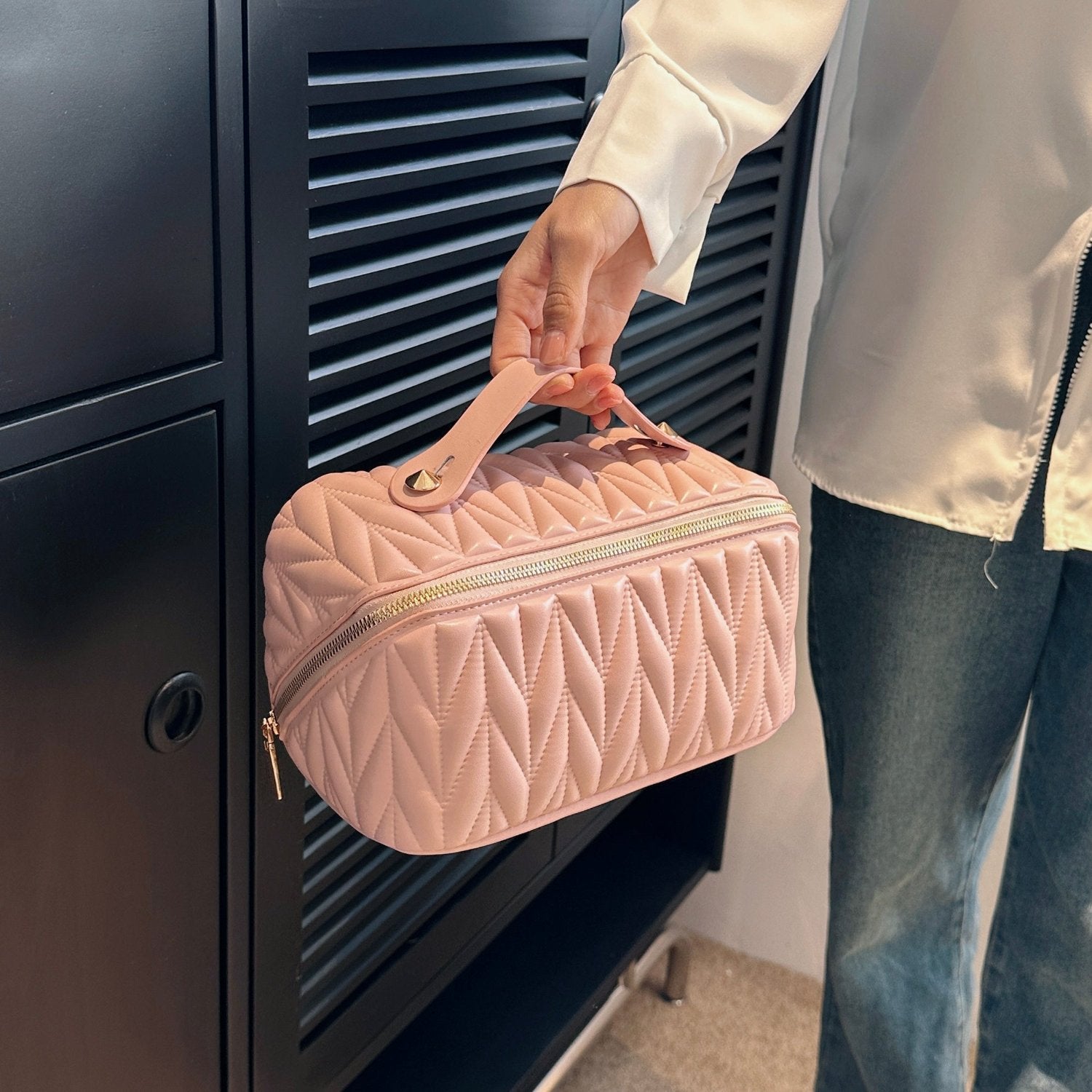 Quilted Travel Makeup Bag