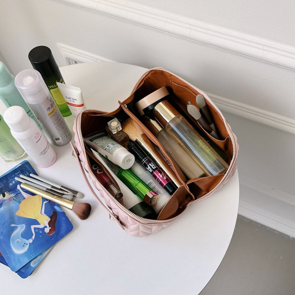 Quilted Travel Makeup Bag