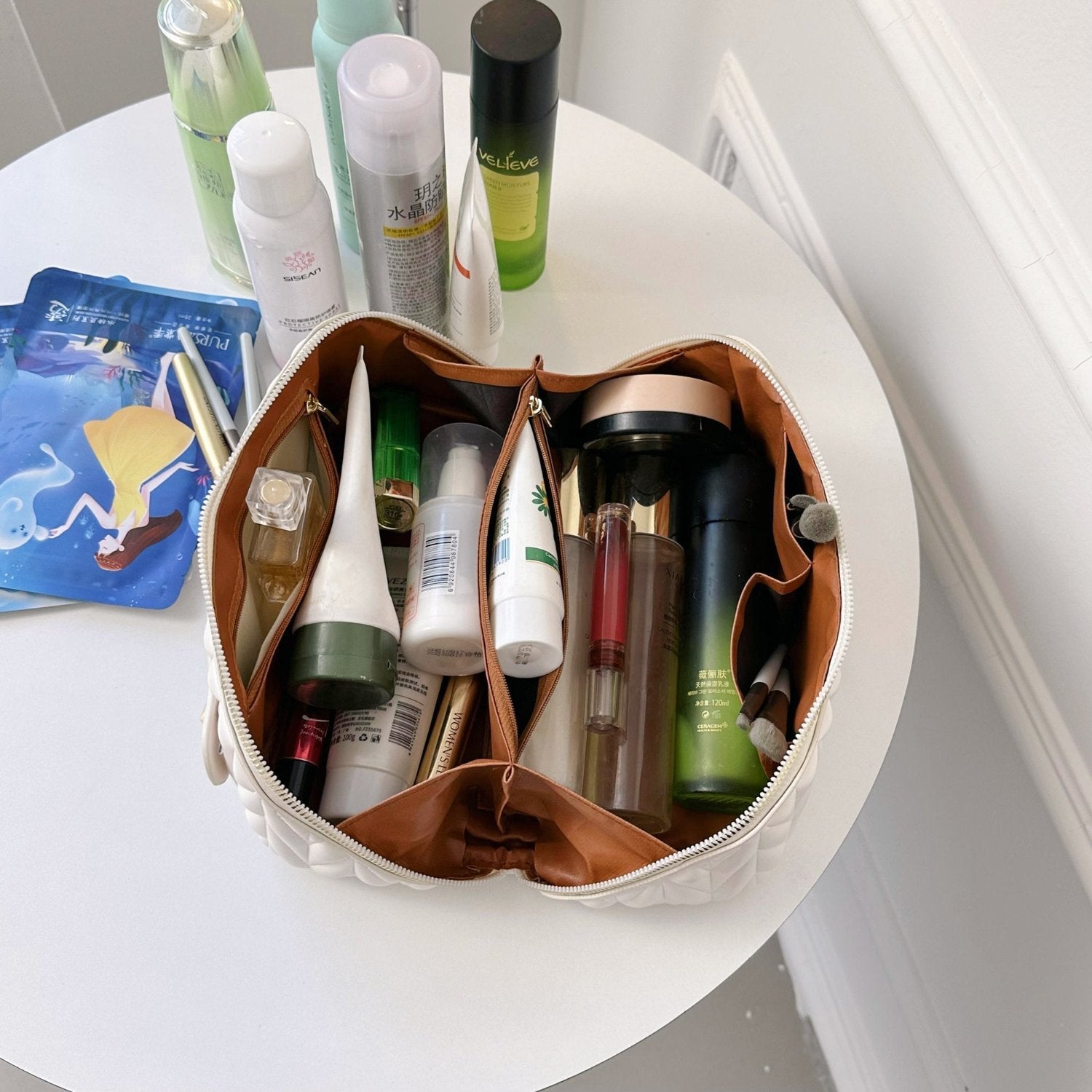 Quilted Travel Makeup Bag