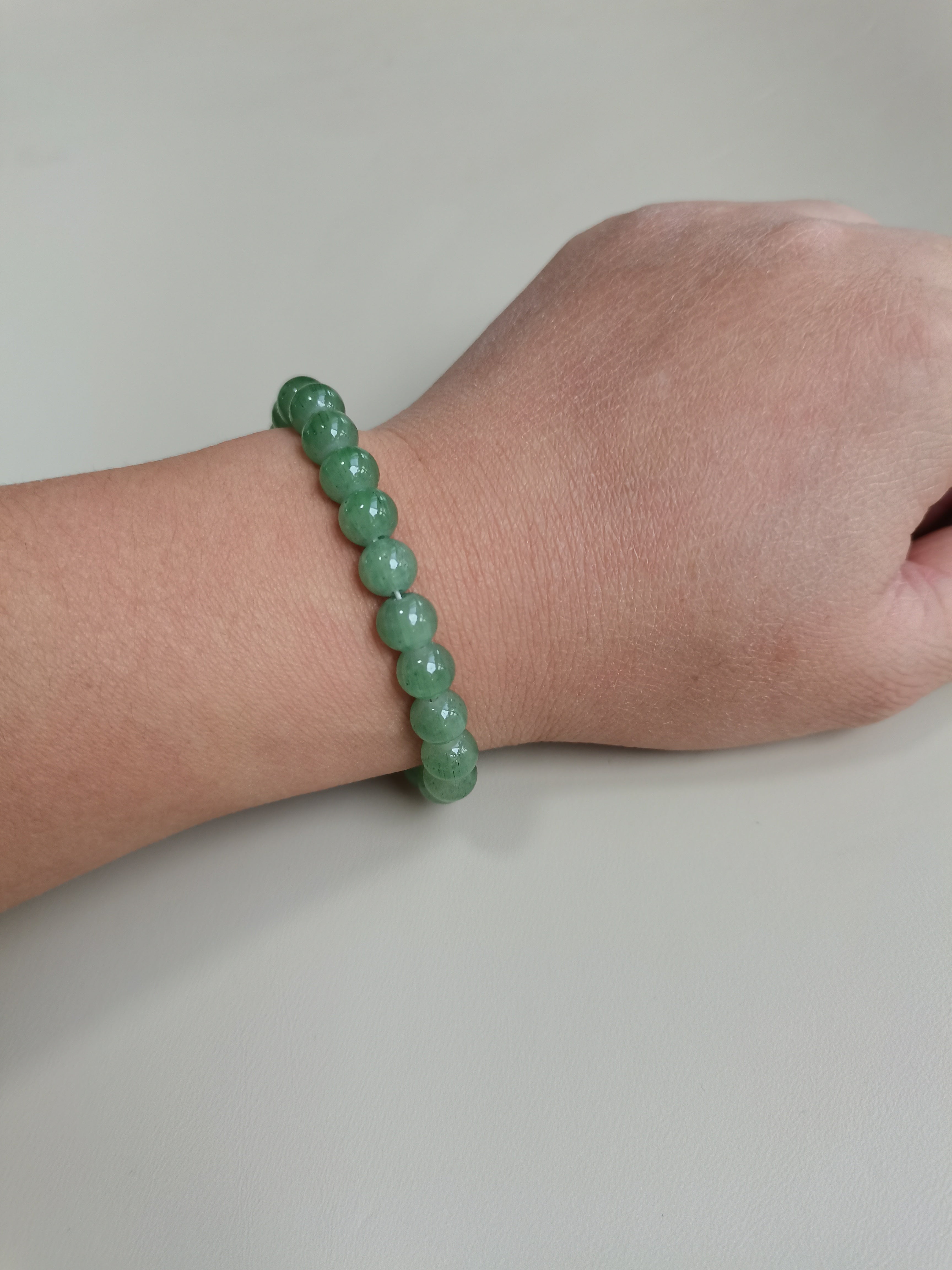 Green Beaded Bracelet with Gourd and 'Fu' Charm