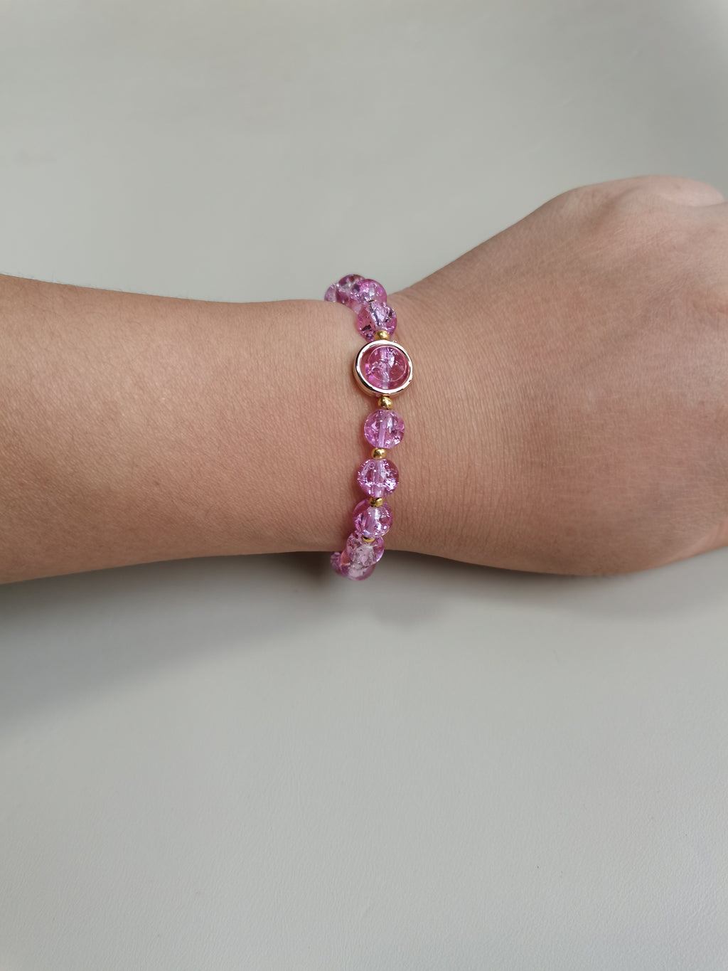 Dreamy Purple Crystal Beaded Bracelet with Daisy Flower Charm