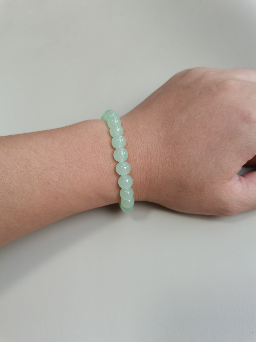 Light Green Beaded Bracelet with White Pearl Accents