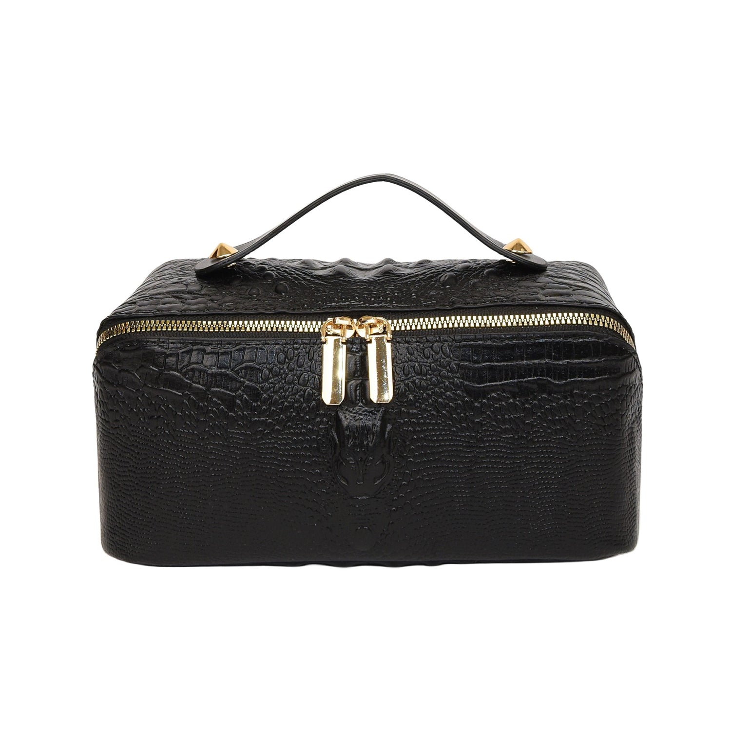 Crocodile-Embossed Travel Makeup Bag